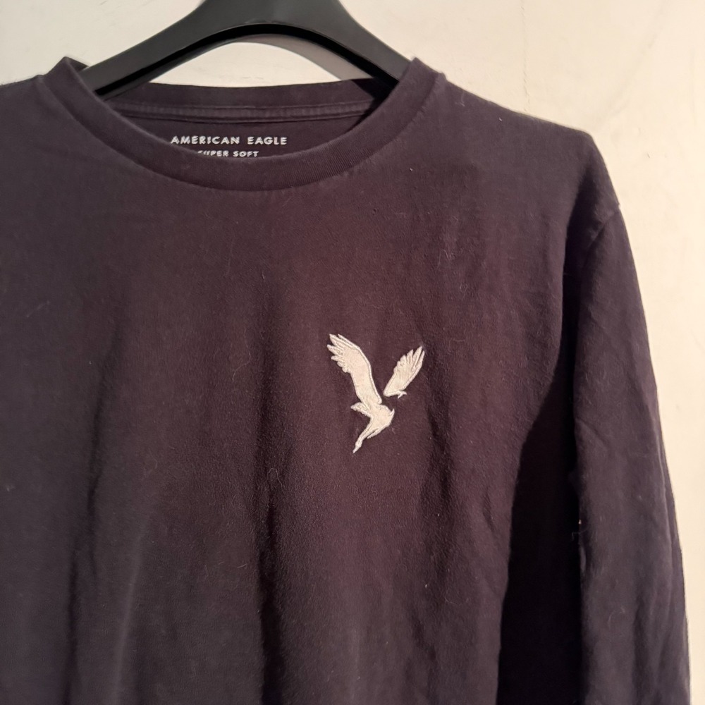 Y2K Vintage American Eagle Shirt Men Small Supersoft Standard‎ Fit Graphic Black - Picture 2 of 5